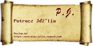 Petrecz Júlia névjegykártya